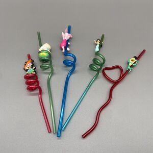 Vintage Crazy Twisty Straws Lot of 5 Disney Warner Bros Applause 90s Rugrats